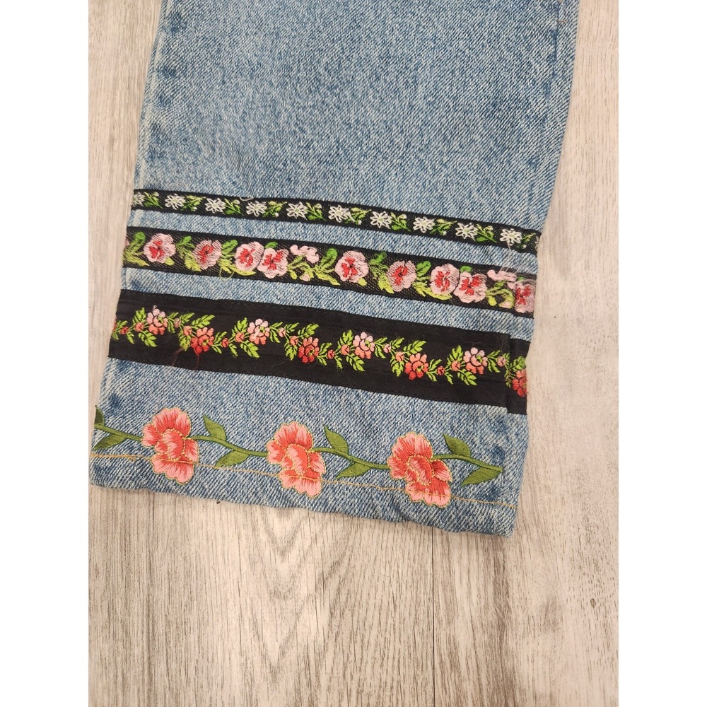 VTG Cache Sz 10 Embroidered Floral Y2K Bohemian Hippie Womens Button Fly Jeans - Picture 2 of 13